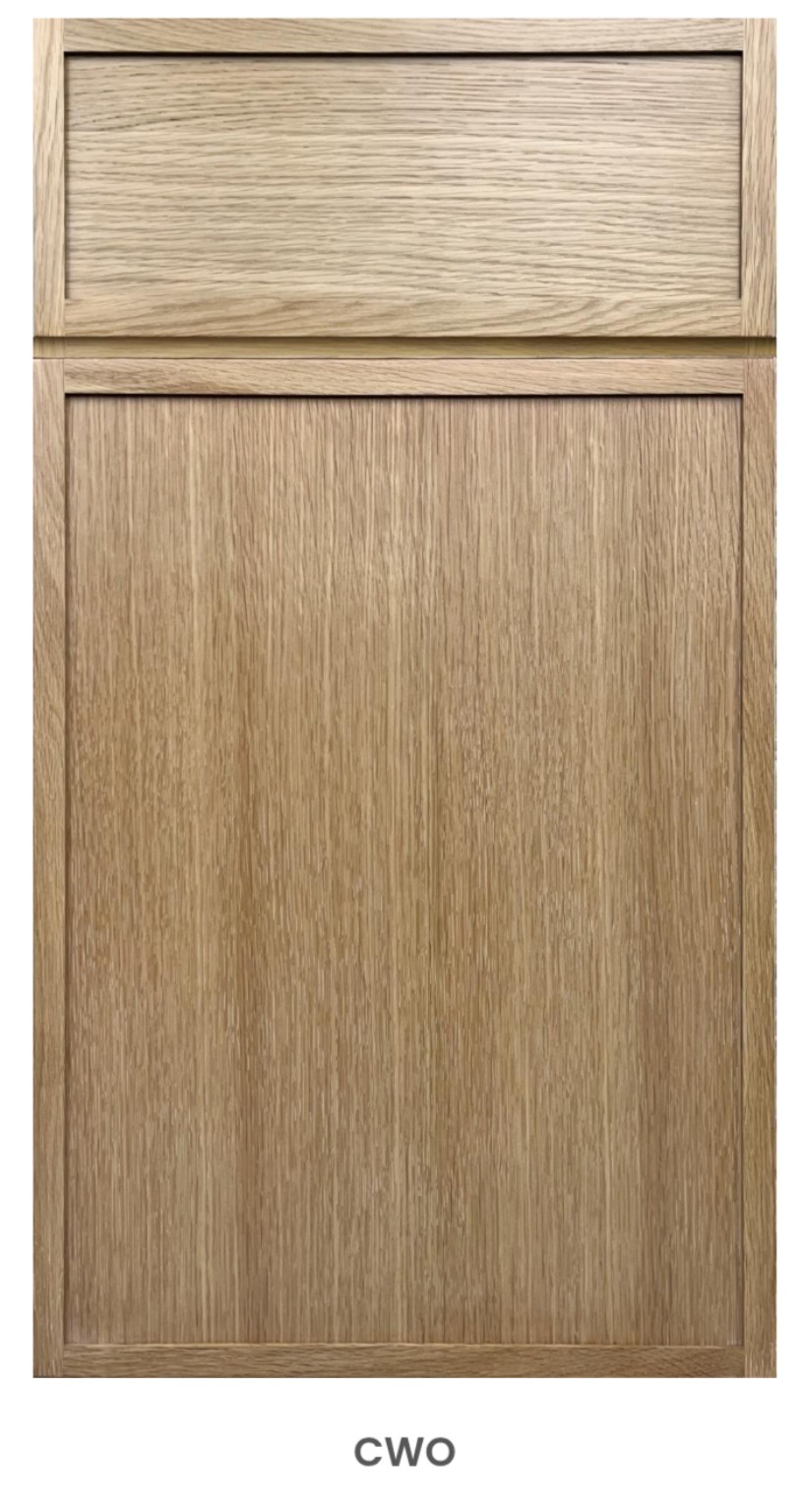 CWO cabinet door sample — Natural wood finish