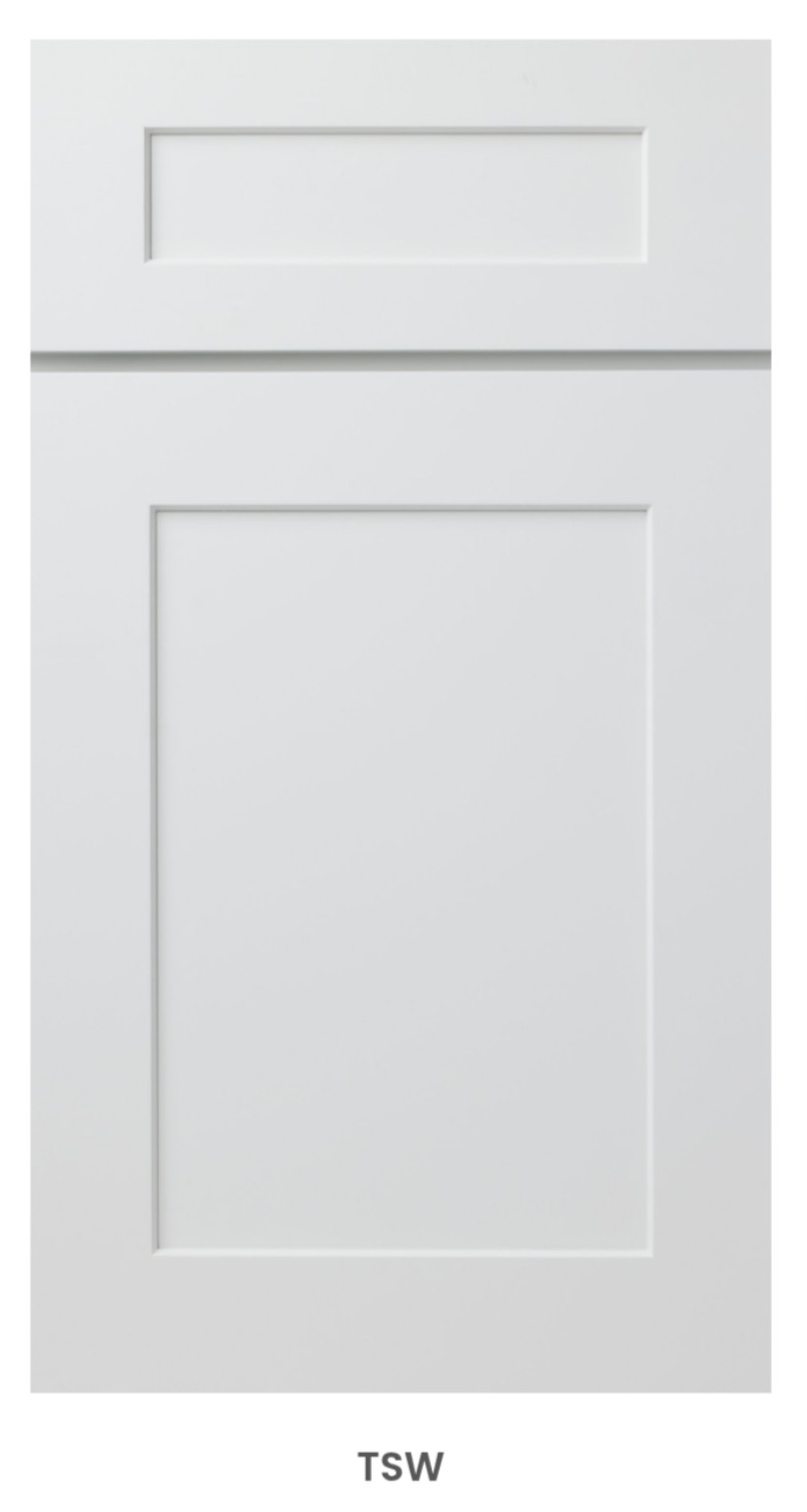 TSW cabinet door sample — Bright white finish